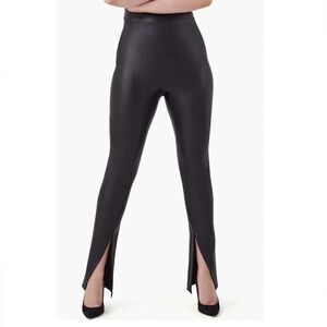 SPANX NWT Faux Leather front Slit leggings Size: MP
